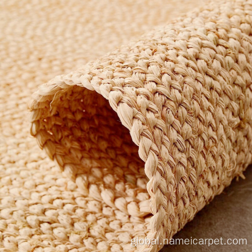 Rugs for Resort Hotel natural fiber Raffia grass braided rug Factory